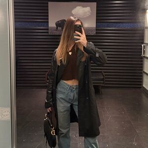 Wilson Black Leather Trench Coat